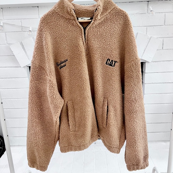 CAT High Pile Fleece Half Zip Mock Neck Pullover - Picture 1 of 6